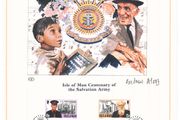 1983 Isle of Man Limited Edition Lithographed Print measuring 333mm X 257mm showing Centenary of Salvation Army Commemorative Stamps with First Day of Issue Cancel