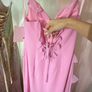Peach Pink Ruffle Strap Long Gown Image 4