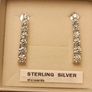 Rhodium Plated Sterling Silver Moissanite Drop Earrings Image 4