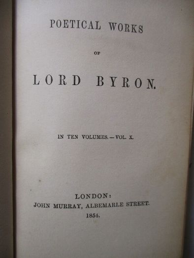 1854 The Poetical Works Of Lord Byron, Some Engravings After Turner