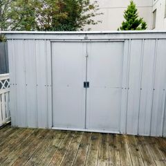 STEEL SHED , 2.8m long, 1.1m deep and 1.73 high.