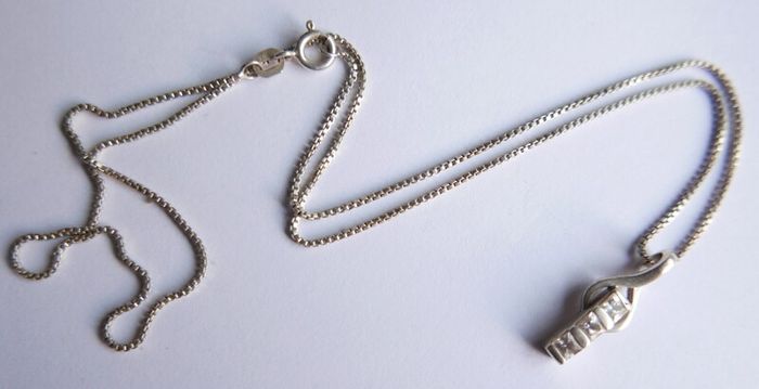 Vintage Sterling Silver 925 Drop Pendant Necklace length 18" - 4,5g
