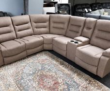 New Ashford Truffle & Grey Micro Fabric Recliner Sofa