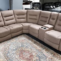 New Ashford Truffle & Grey Micro Fabric Recliner Sofa