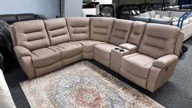 New Ashford Truffle & Grey Micro Fabric Recliner Sofa
