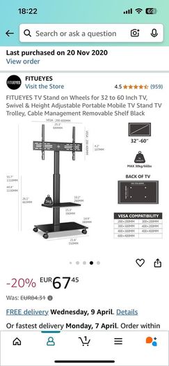T V stand on wheels