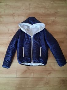 Blue kid and White Puffer Jacket
