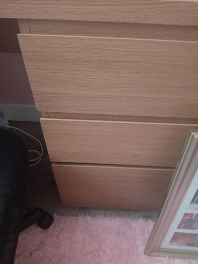 Leather chair and table with drawers