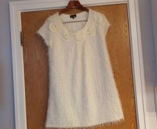 YUMIi  Cream Feather  Dress .  S. M - 12.  NEW - No Tag.