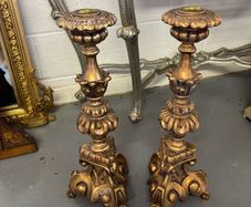Pair of Large Baroque-Style Gilt Candleholders