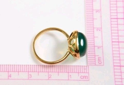 Green onyx ring gold plated on sterling silver