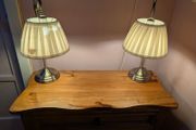 2x brass table lamps