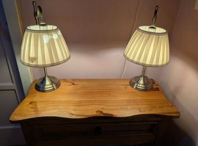 2x brass table lamps