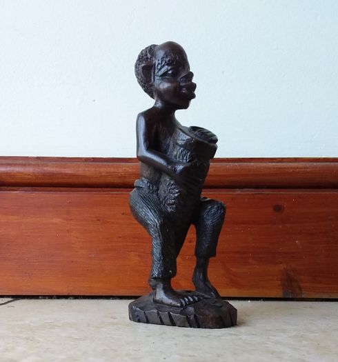 African Hand Carved Wooden Sculpture/Figure - Tribal Drummer