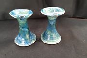 O Riain (John Ryan Cramics) handcrafted short candlesticks