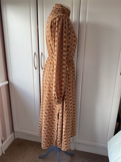dress Bnwt mustard & tan high neck midi dress size 10