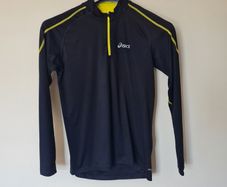 Asics running top Size small ptp 20" black/yellow in excellent condition
