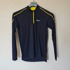 Asics running top Size small ptp 20" black/yellow in excellent condition