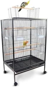 Pets, Bird Cage, , Transport Wheels, Brakes, Top Opening, Removable Tray, 8 Doors, Large Size, 95 x 43 x 61.5 cm, Feeders, Drinks, Rest Hangers