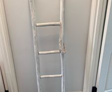 Solid Wood Whitewashed Decorative Ladder