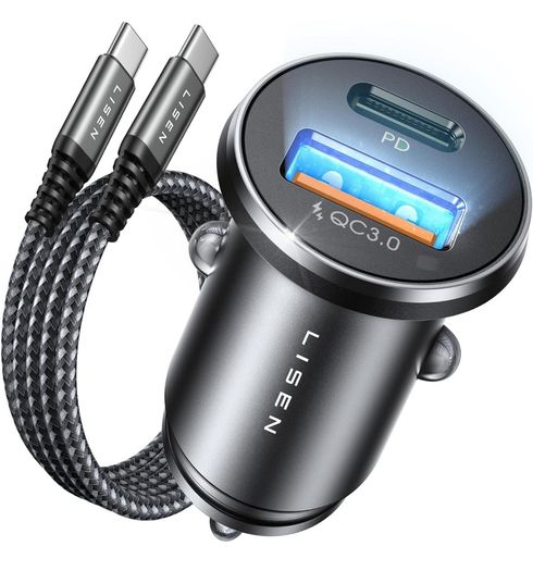 Car Charger Adapter USB C 54W 12V USB Socket [USBC 36W+USBA 18W] 60W USB C Cable PD3.0 Car Phone Charger Cigarette Lighter USB Charger for iPhone 16 Pro 16e Samsung S25 Ultra Car Accessories