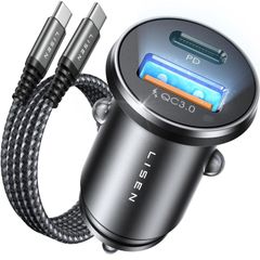 Car Charger Adapter USB C 54W 12V USB Socket [USBC 36W+USBA 18W] 60W USB C Cable PD3.0 Car Phone Charger Cigarette Lighter USB Charger for iPhone 16 Pro 16e Samsung S25 Ultra Car Accessories