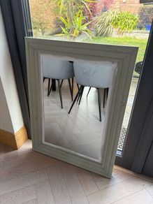 Upcycled Solid Wood Mirror Farrow and Ball Blue Grey 84 x 63cm