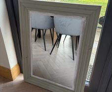Upcycled Solid Wood Mirror Farrow and Ball Blue Grey 84 x 63cm
