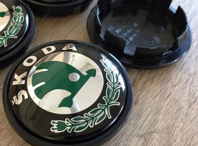 4x Skoda 65mm Wheel Centre Caps