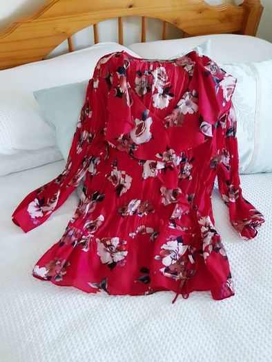 NY Collection Red Floral Blouse - Size 12
