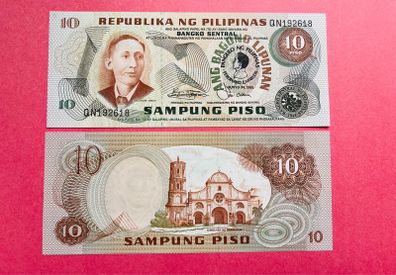 Philippines. 10 Piso  1981  Pick 167a   Overprint Ferdinand  Marcos ( Uncirculated )