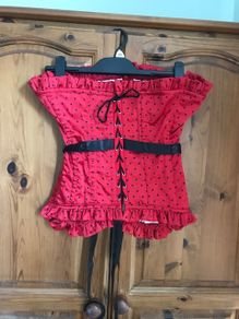 DIVA Corset And Tulle Skirt Black And Red Satin Gothic Style