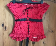 DIVA Corset And Tulle Skirt Black And Red Satin Gothic Style