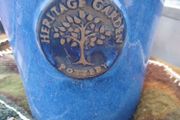 Ceramic Pot Heritage Garden design, glazed blue with nice indoor plant