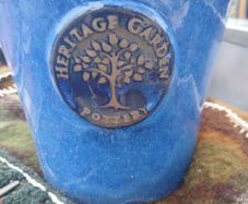 Ceramic Pot Heritage Garden design, glazed blue with nice indoor plant