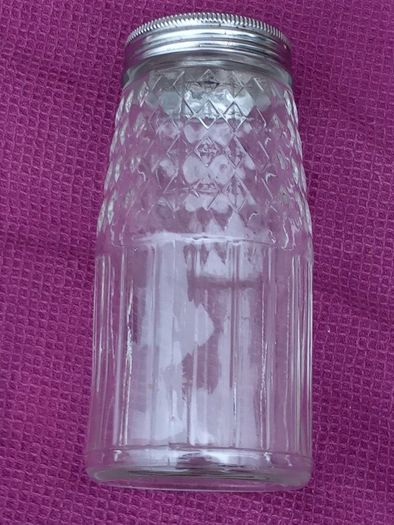 Vintage Tall Glass Shaker/Metal Lid
