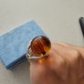 Vintage Amber Marble Spherical Silver Ring Image 7