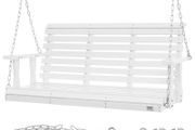 Wooden Porch Swing 4.5 ft, Patio bench swing for Courtyard &amp; Garden, Upgraded 880 lbs Strong Load Capacity, Heavy Duty Swing Chair Bench with Hanging Chains for Outdoors, White