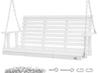 main image for ad Wooden Porch Swing 4.5 ft, Patio bench swing for Courtyard &amp; Garden, Upgraded 880 lbs Strong Load Capacity, Heavy Duty Swing Chair Bench with Hanging Chains for Outdoors, White