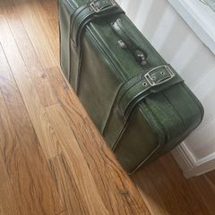 Vintage 70's Green Faux leather Suitcase VGC
