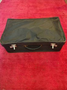 Vintage Mid-Century Black Rexine Suitcase