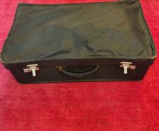 Vintage Mid-Century Black Rexine Suitcase