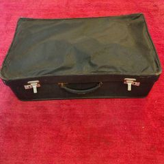 Vintage Mid-Century Black Rexine Suitcase