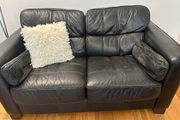 Black Leather 2 Seater Sofa Excellent Condition