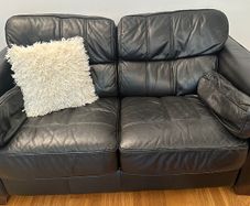 Black Leather 2 Seater Sofa Excellent Condition