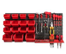 Wall Organiser With Parts Bins Hooks Tools Storage