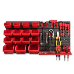 Wall Organiser With Parts Bins Hooks Tools Storage