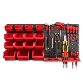 Wall Organiser With Parts Bins Hooks Tools Storage