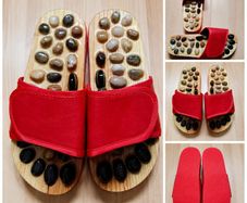 New reflexology massage slippers with stones  red