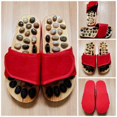 New reflexology massage slippers with stones  red